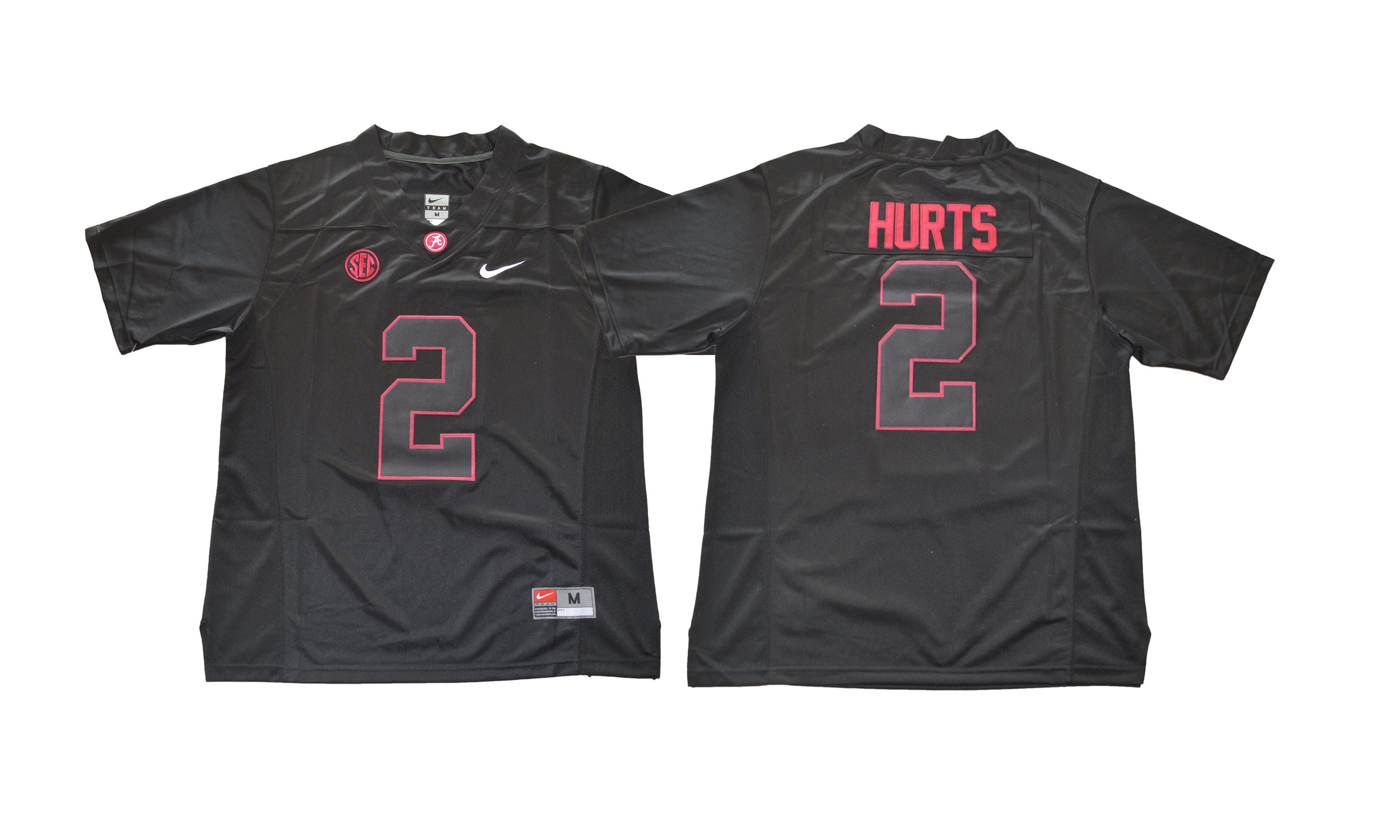 Men NCAA 2017 Alabama Crimson Tide #2 Jalen Hurts black jersey->ncaa teams->NCAA Jersey